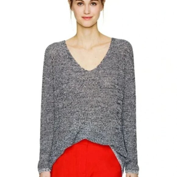 Aritzia Babaton Jarrod Sweater V-neck Long sleeve Grey Knit Heathered XXS - Picture 5 of 16